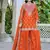  orange chinon mirror work suit for women
