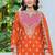  orange chinon mirror work suit for women