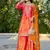  orange printed chinon party wear palazzo suit for women