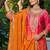  orange printed chinon party wear palazzo suit for women