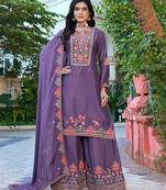  chinon lilac palazzo suit for women chinon fabric