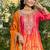  orange printed chinon party wear palazzo suit for women