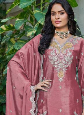 peach festival wear chinon palazzo suit for women 3