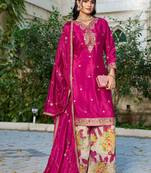 Pink eid wear chinon palazzo suit for women