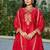 Red eid wear chinon palazzo suit for women