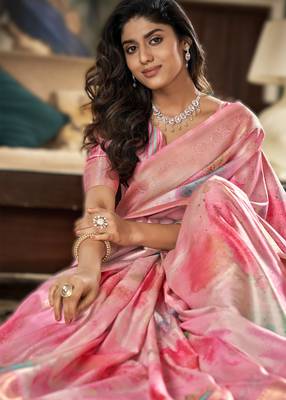 pink premium art silk blend sarees  luxurious weaving 3
