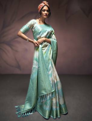 sky blue premium art silk blend sarees  luxurious weaving 1