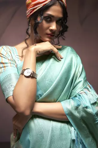 sky blue premium art silk blend sarees  luxurious weaving