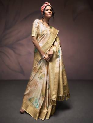 chiku premium art silk blend sarees  luxurious weaving 1