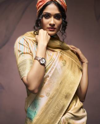 chiku premium art silk blend sarees  luxurious weaving 3