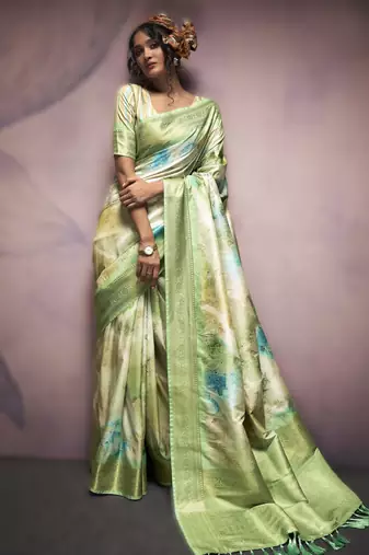 light green premium handloom art silk sarees     luxurious traditional weaving