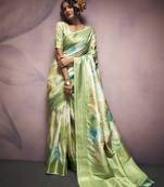 light green premium handloom art silk sarees     luxurious traditional weaving