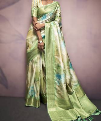 light green premium art silk blend sarees  luxurious weaving 3