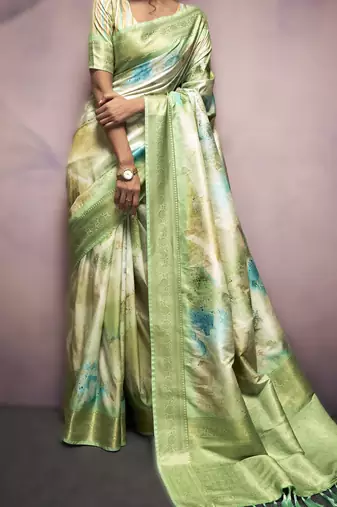 light green premium art silk blend sarees  luxurious weaving