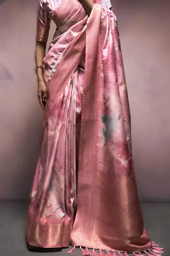 baby pink premium art silk blend sarees  luxurious weaving