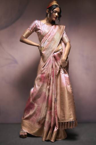 light pink premium handloom art silk sarees     luxurious traditional weaving