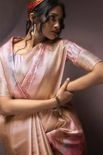 light pink premium art silk blend sarees  luxurious weaving