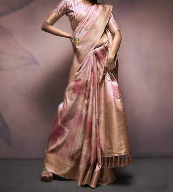 light pink premium art silk blend sarees  luxurious weaving 3