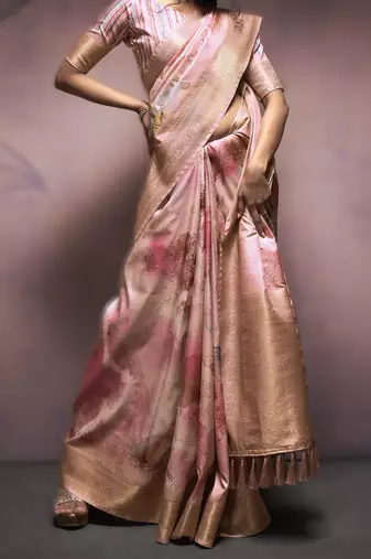 light pink premium art silk blend sarees  luxurious weaving