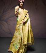 yellow premium handloom art silk sarees     luxurious traditional weaving
