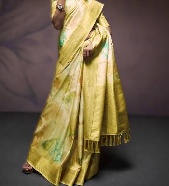 yellow premium art silk blend sarees  luxurious weaving 3