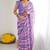 Light purple heavy georgette printed saree with mirror work border & unstitched georgette silk blouse