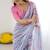 Light pink heavy georgette printed saree with mirror work border & unstitched georgette silk blouse