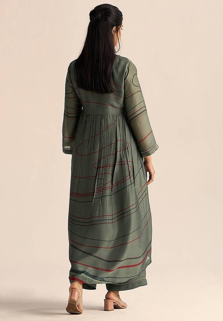 Cilantro green silk co-ord set