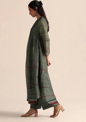 Cilantro green silk co-ord set 2