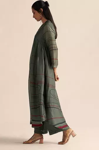 Cilantro green silk co-ord set