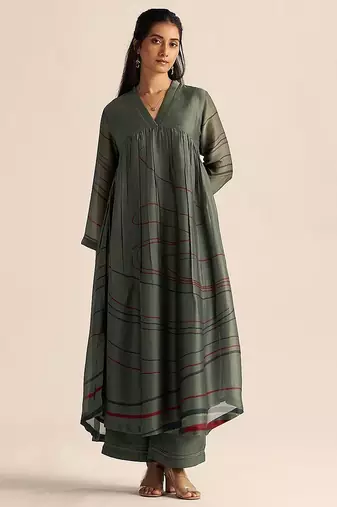 Cilantro green silk co-ord set