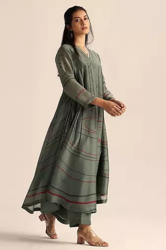 Cilantro green silk co-ord set
