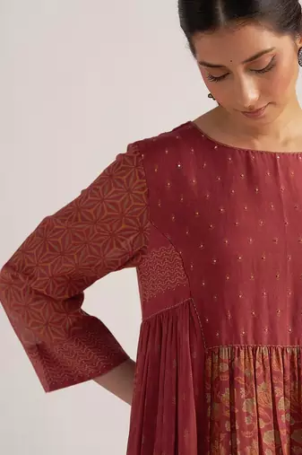 Brick red mul cotton co-ord set