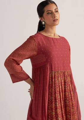 Brick red mul cotton co-ord set 4