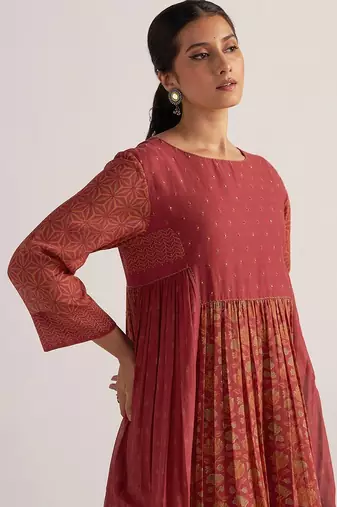Brick red mul cotton co-ord set