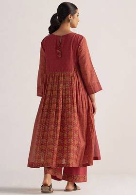 Brick red mul cotton co-ord set 5