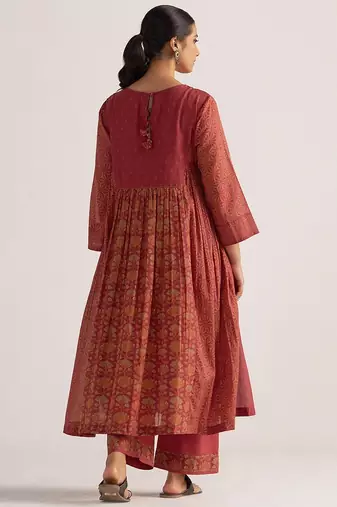 Brick red mul cotton co-ord set