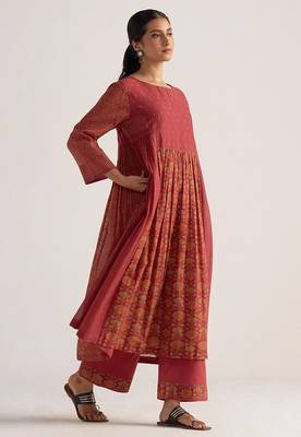 Brick red mul cotton co-ord set 1