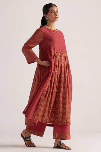 Brick red mul cotton co-ord set