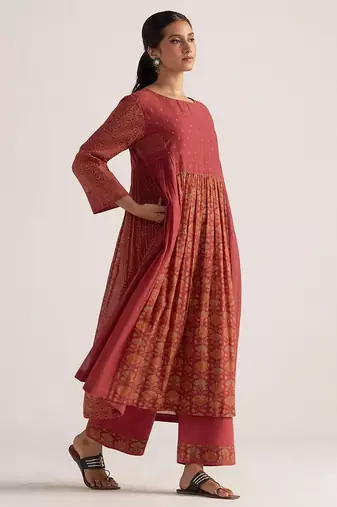 Brick red mul cotton co-ord set