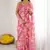 Baby pink heavy georgette printed saree with mirror work border & unstitched georgette silk blouse