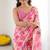Baby pink heavy georgette printed saree with mirror work border & unstitched georgette silk blouse