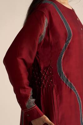 Syrah red silk co-ord set 3