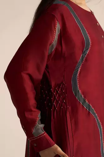Syrah red silk co-ord set