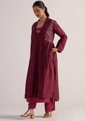 Burgundy and cherries jubilee festive co-ord set 4