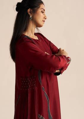 Syrah red silk co-ord set 1