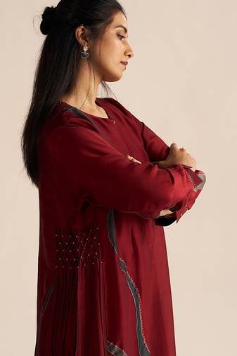 Syrah red silk co-ord set