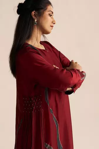 Syrah red silk co-ord set