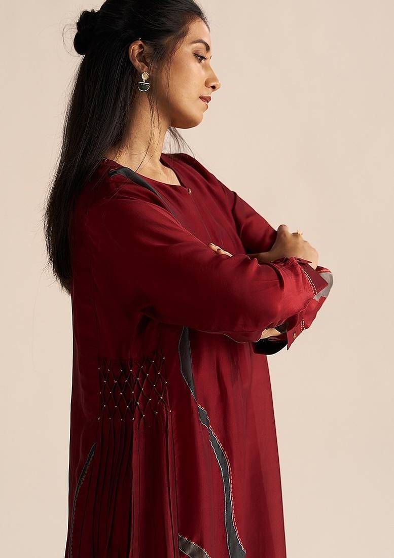 Syrah red silk co-ord set