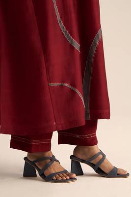 Syrah red silk co-ord set 4